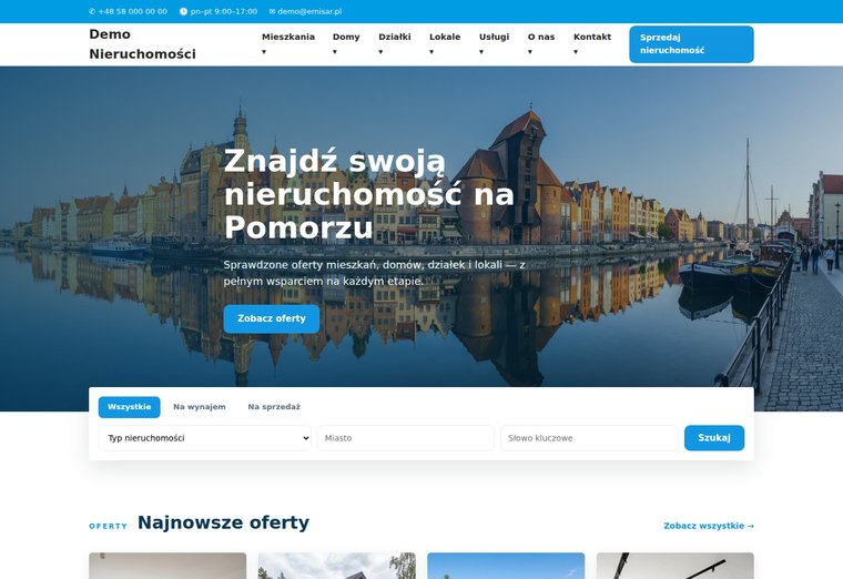 Strona biura w szablonie Błękit